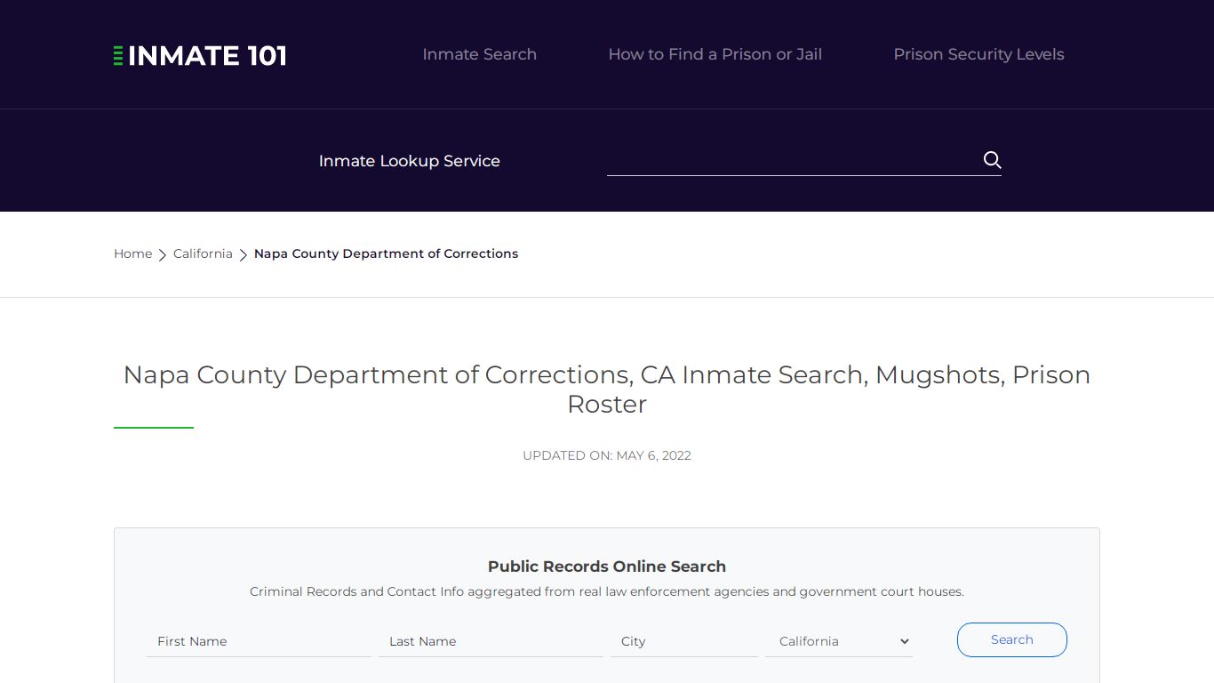 Napa County Department of Corrections, CA Inmate Search ...