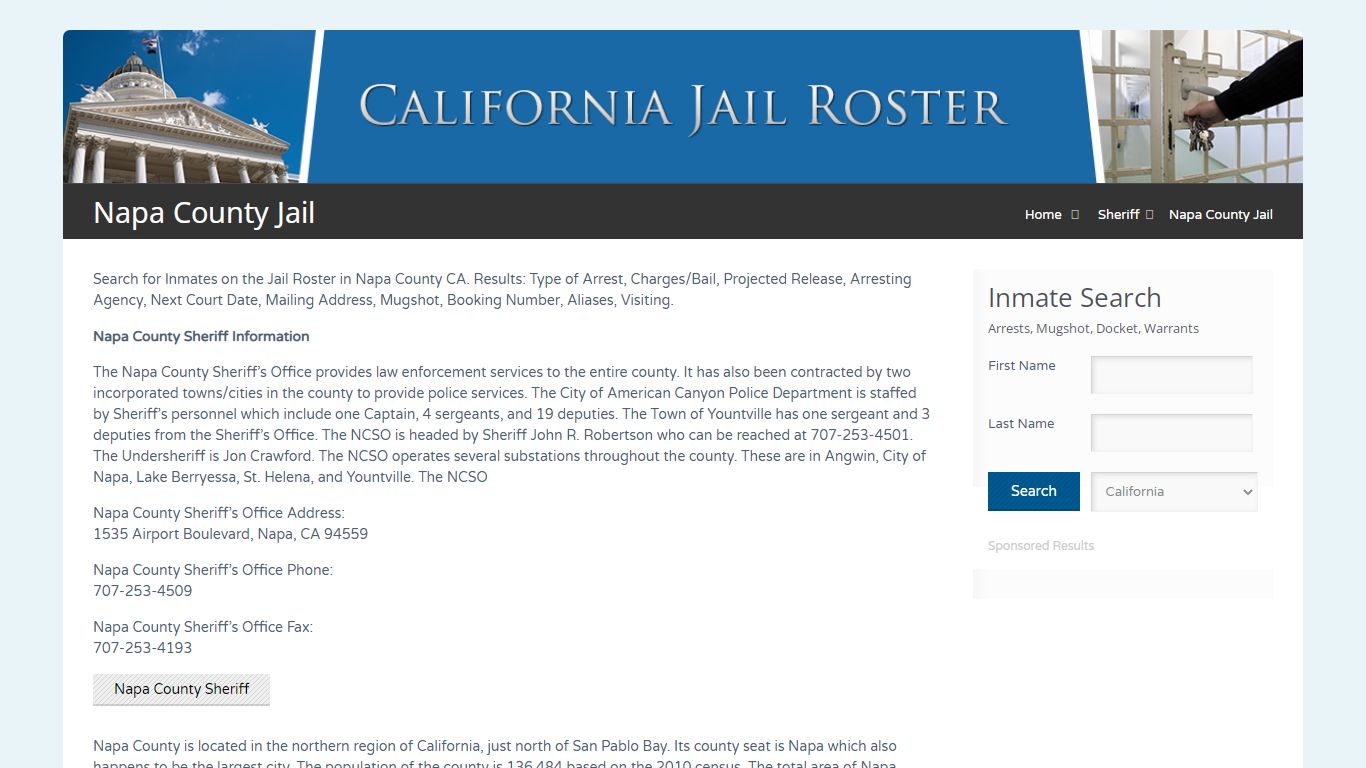Napa County Jail | Jail Roster Search